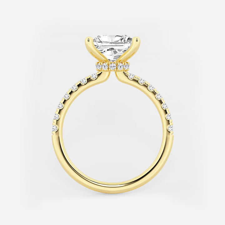 Princess Cut Lab-Grown Diamond Solitaire Engagement Ring with Pavé Diamond Band