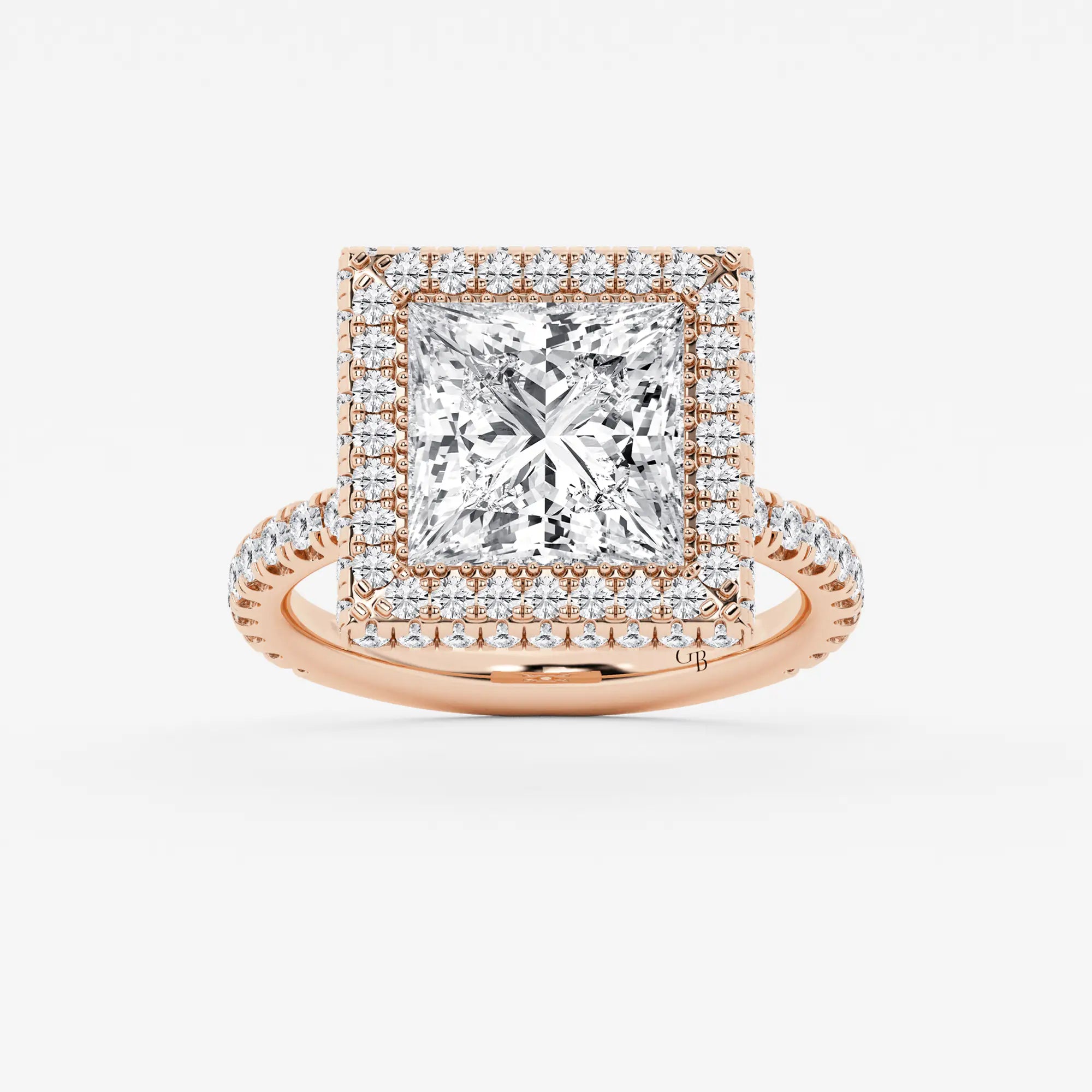 rincess Cut Lab Diamond Double Halo Engagement Ring