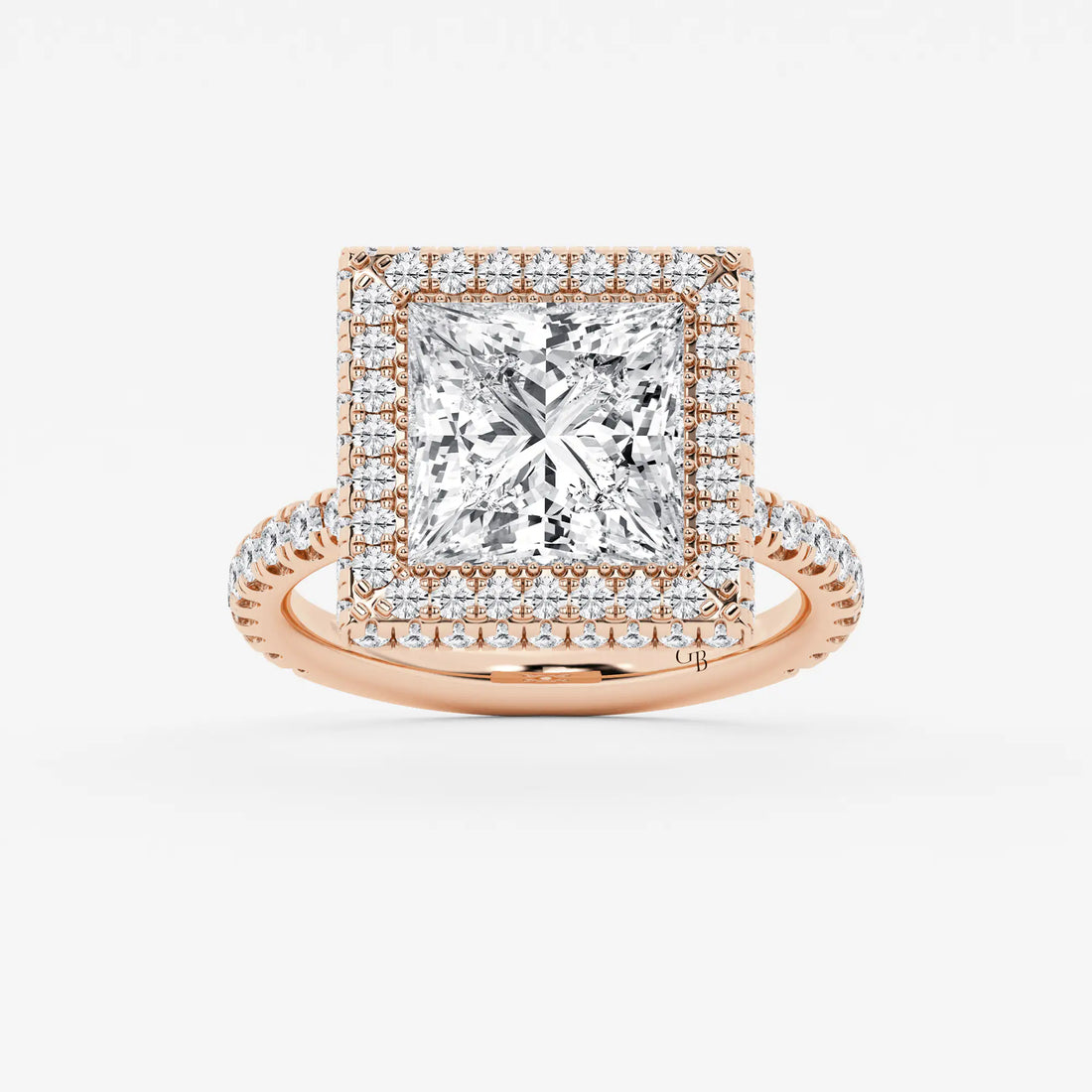 rincess Cut Lab Diamond Double Halo Engagement Ring
