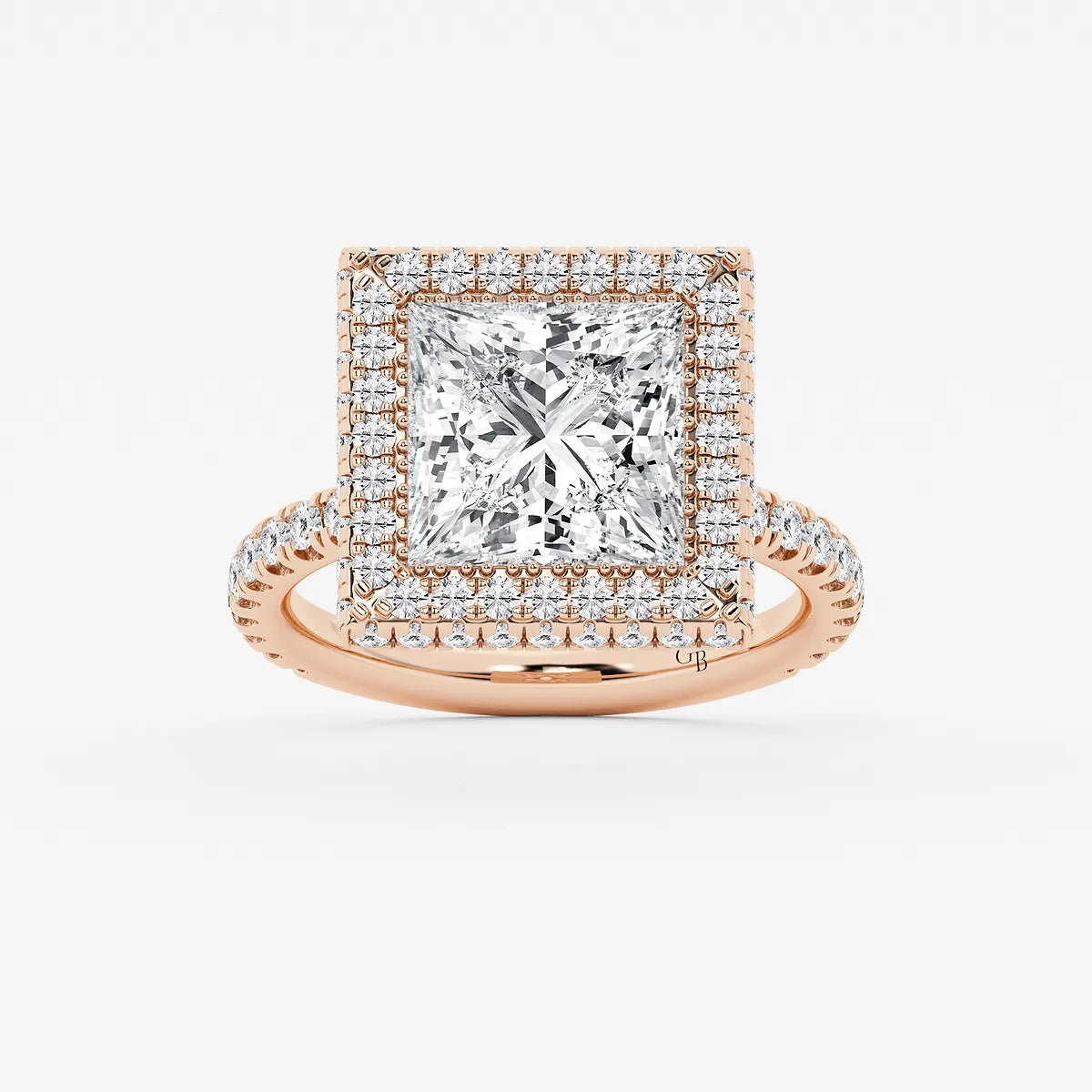 rincess Cut Lab Diamond Double Halo Engagement Ring