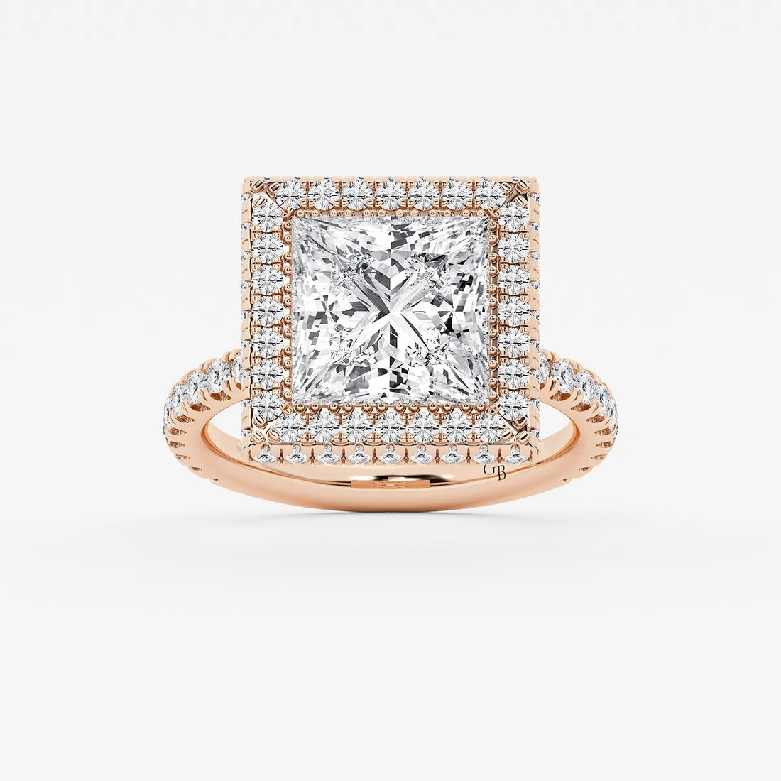 rincess Cut Lab Diamond Double Halo Engagement Ring