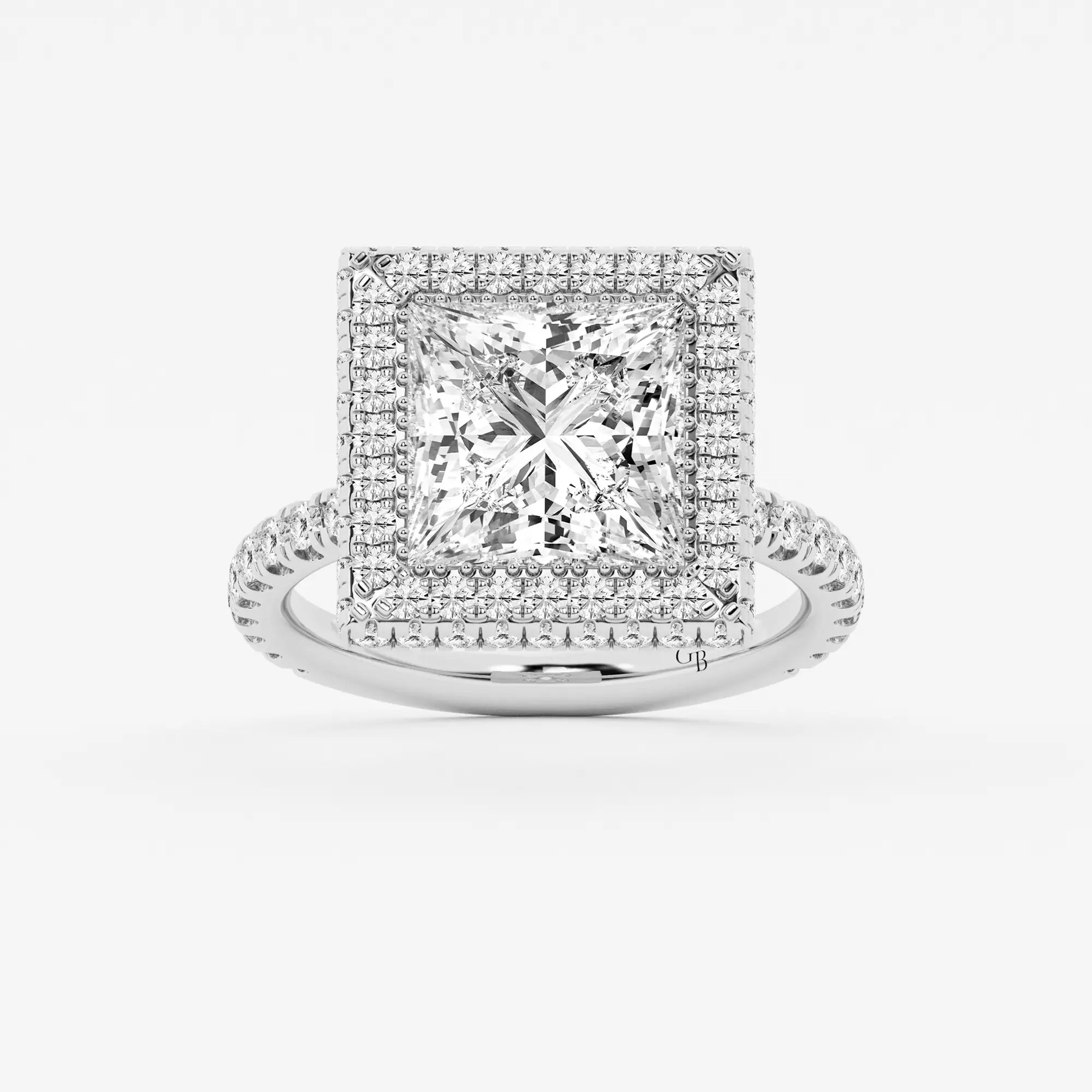 rincess Cut Lab Diamond Double Halo Engagement Ring