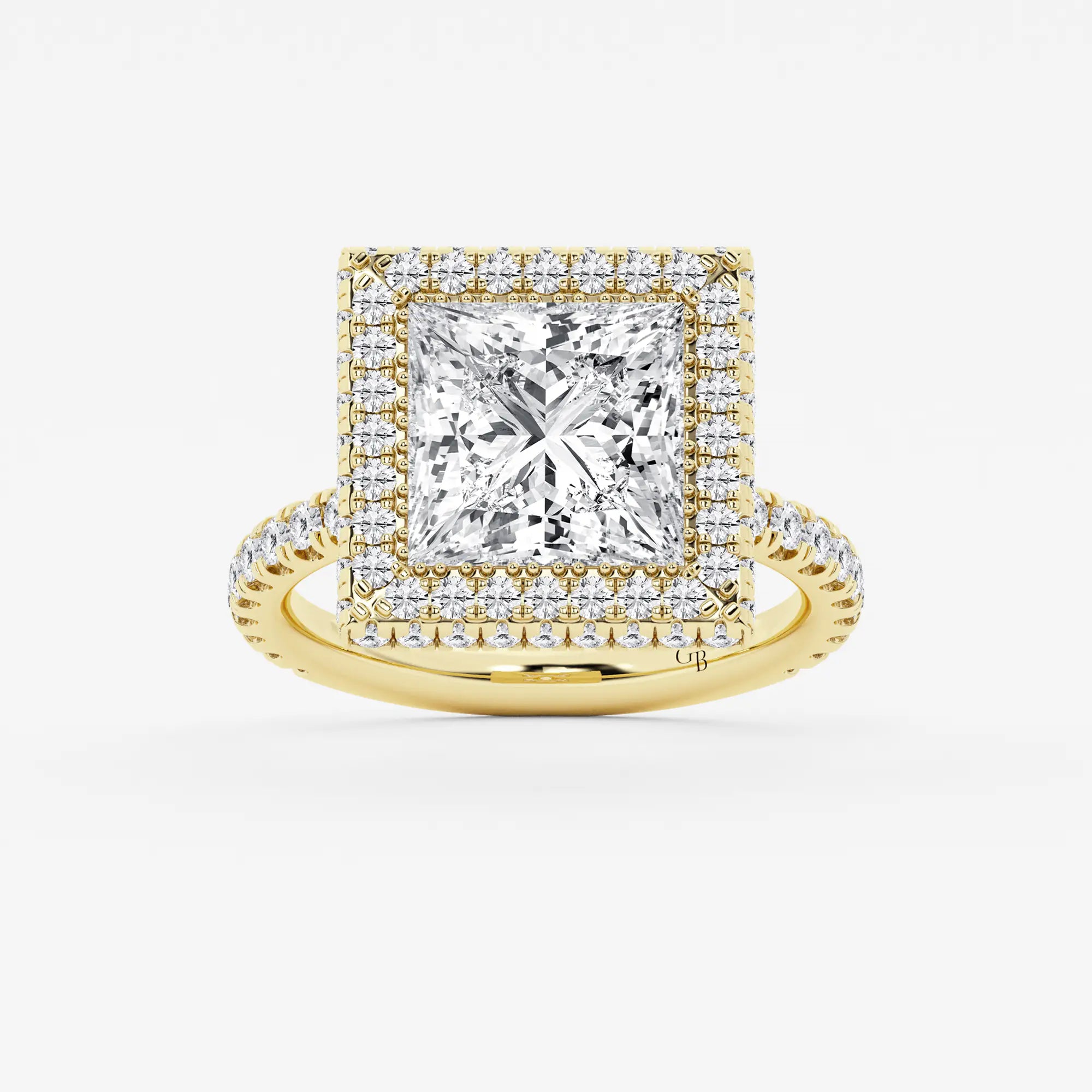 rincess Cut Lab Diamond Double Halo Engagement Ring