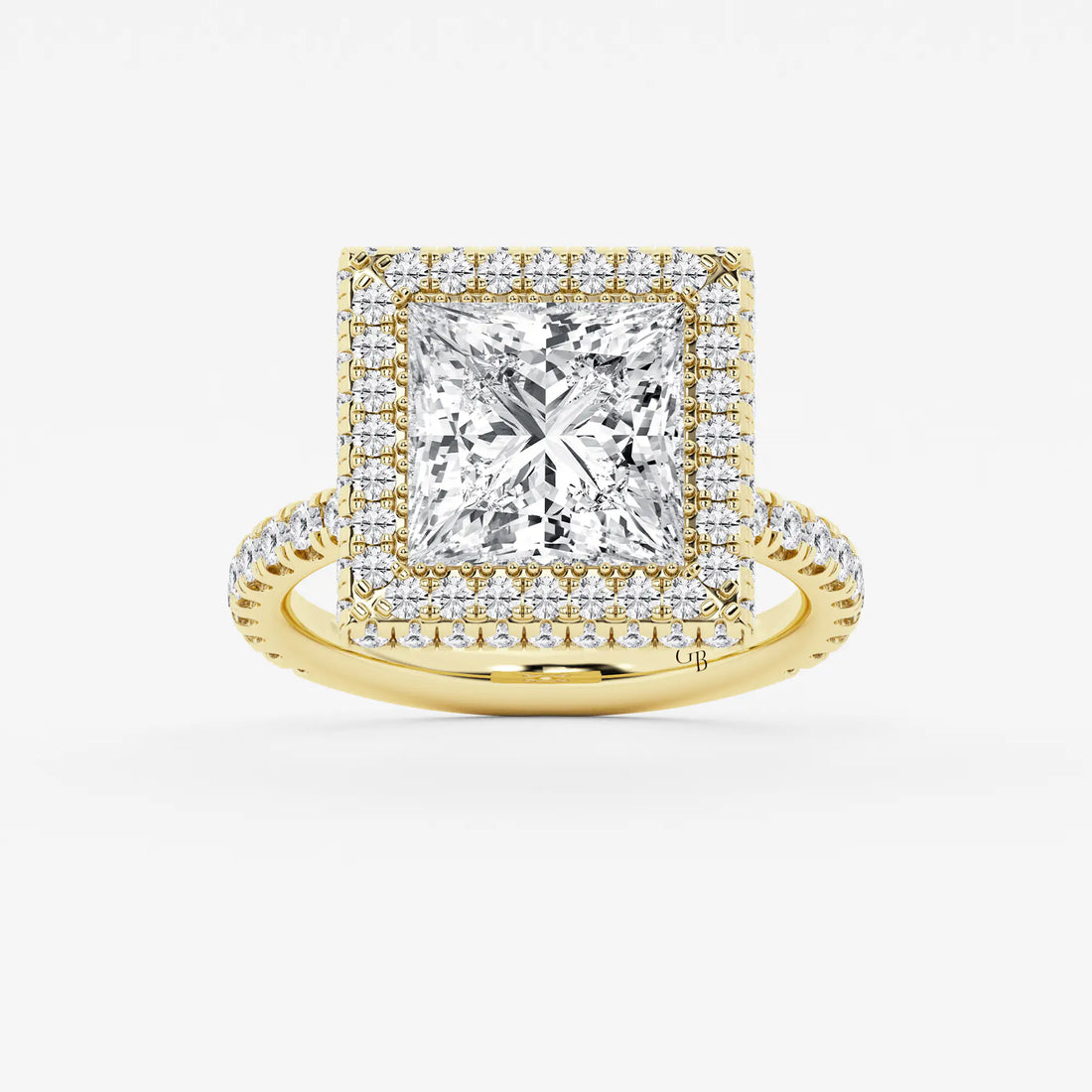 rincess Cut Lab Diamond Double Halo Engagement Ring