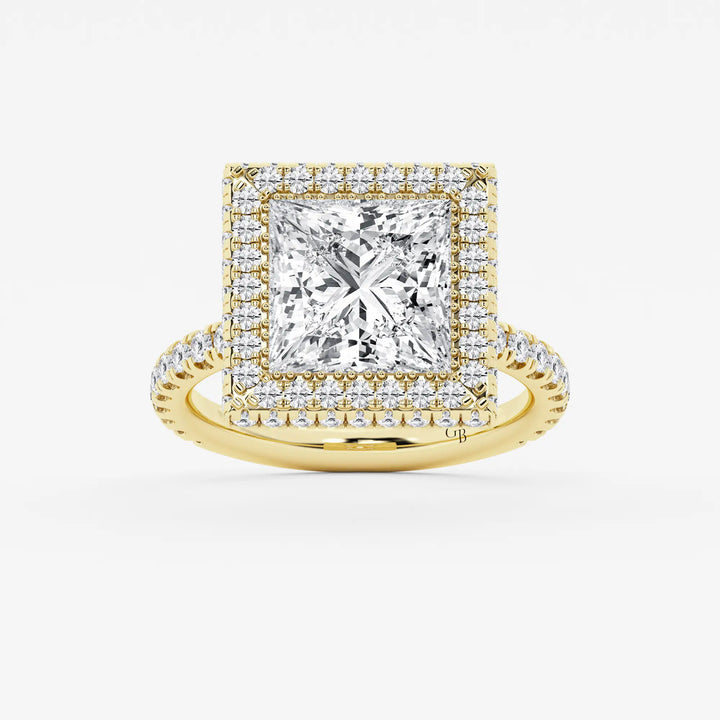 rincess Cut Lab Diamond Double Halo Engagement Ring