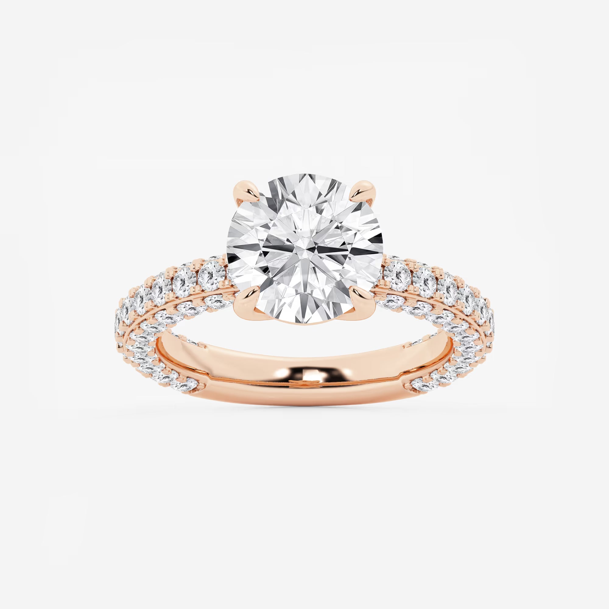 Round Cut Lab Grown Diamond Hidden Halo Engagement Ring