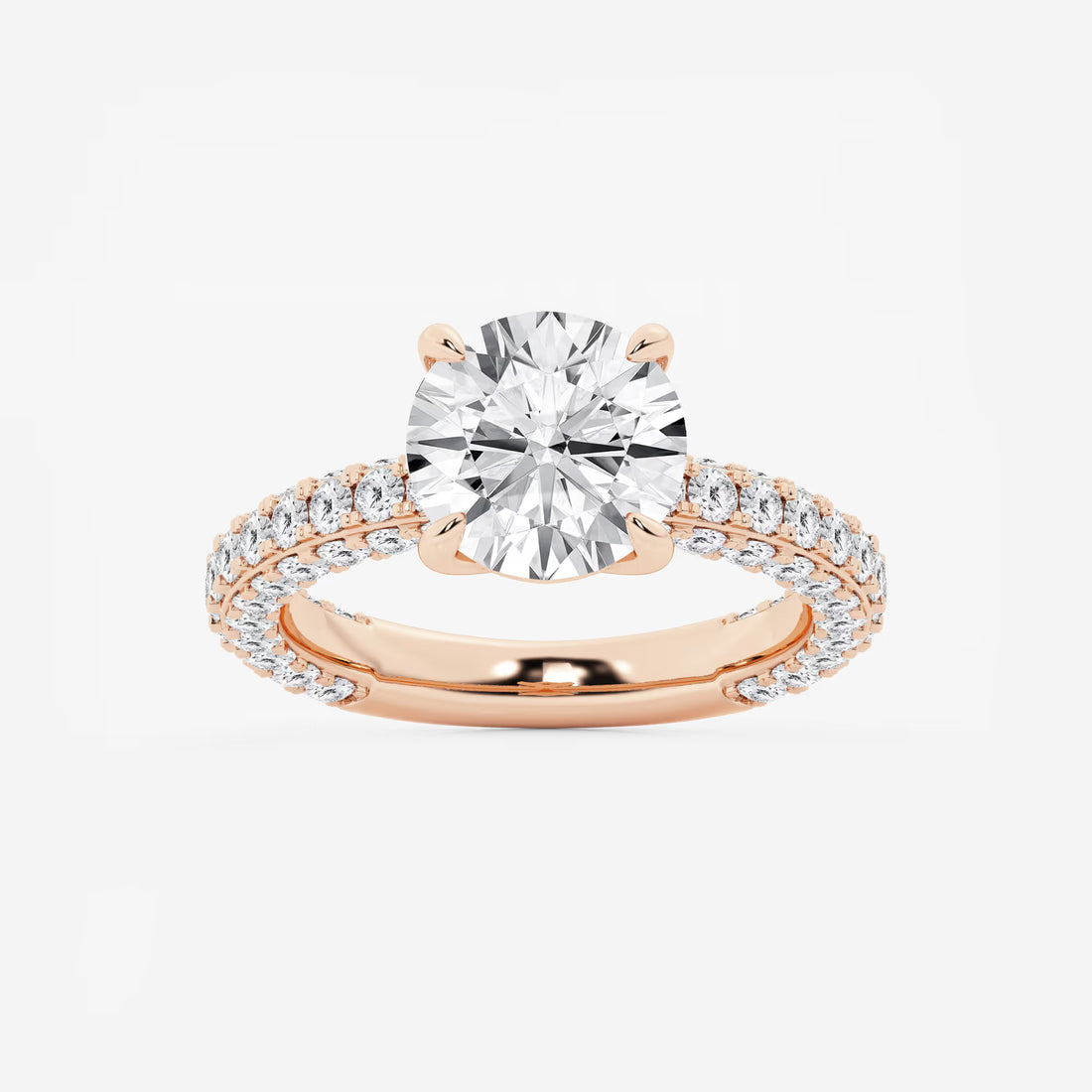 Round Cut Lab Grown Diamond Hidden Halo Engagement Ring
