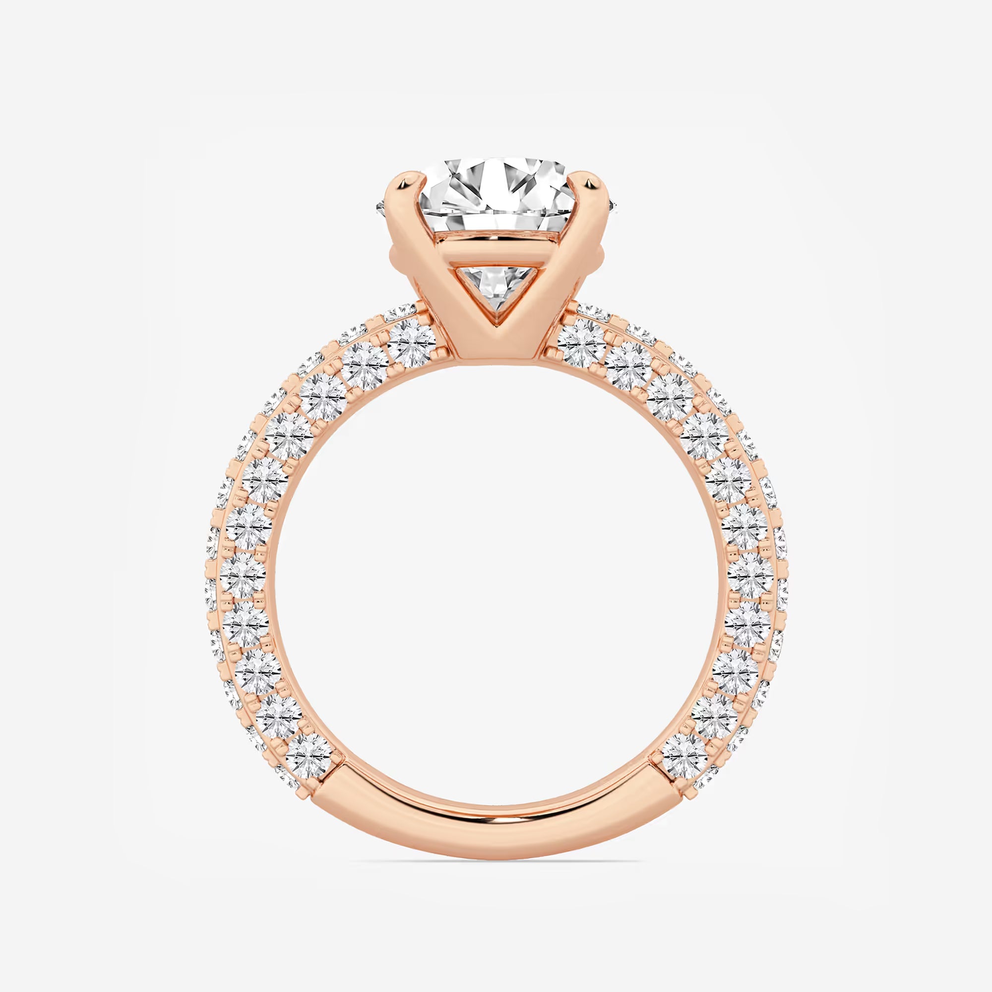 Round Cut Lab Grown Diamond Hidden Halo Engagement Ring