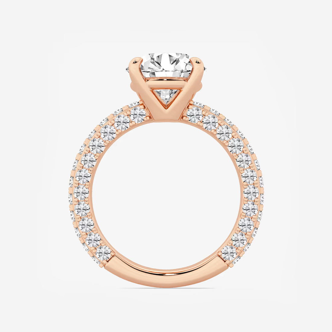 Round Cut Lab Grown Diamond Hidden Halo Engagement Ring