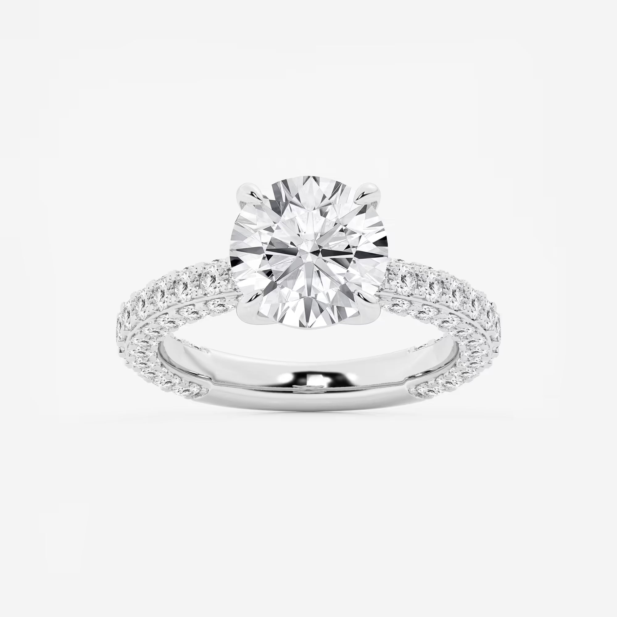 Round Cut Lab Grown Diamond Hidden Halo Engagement Ring