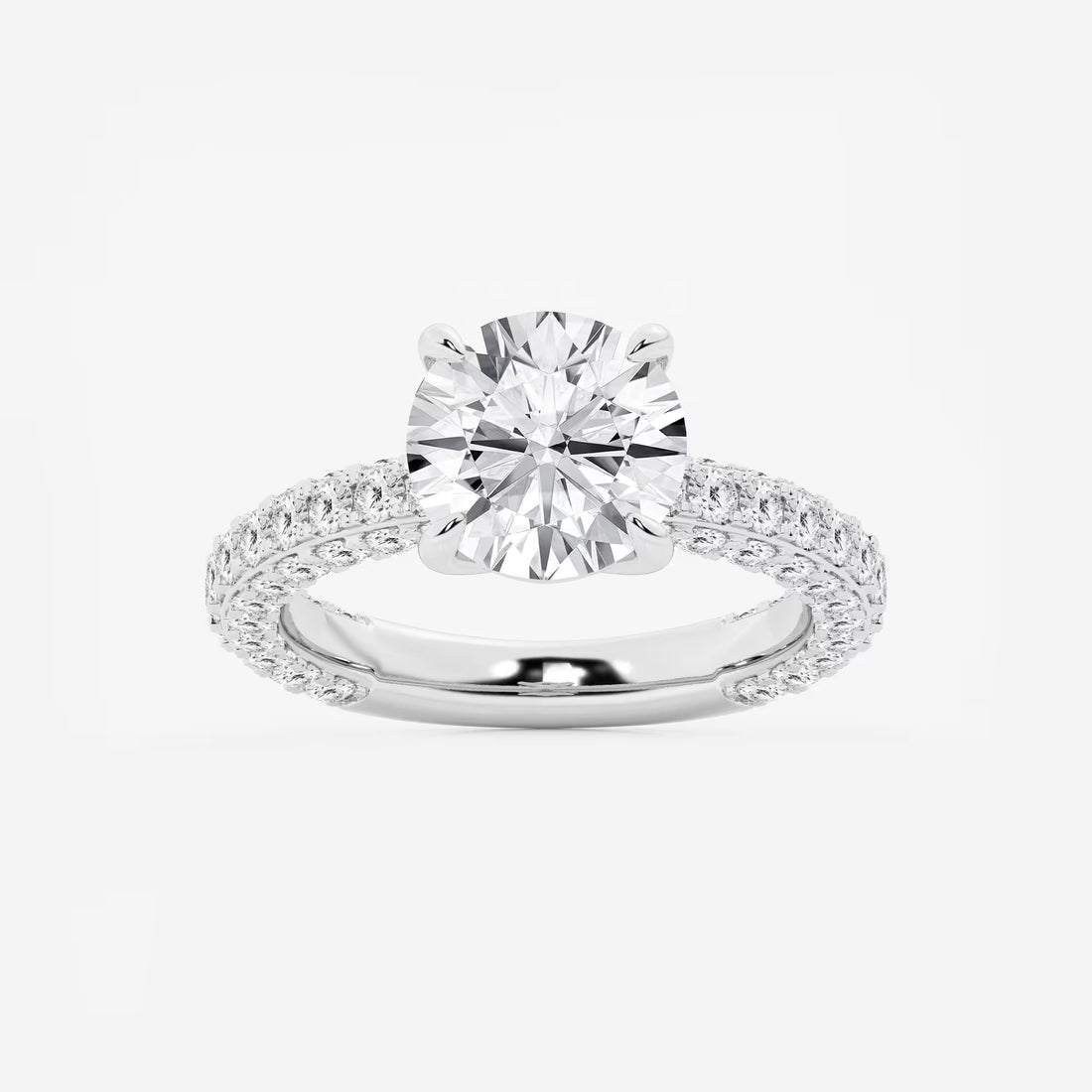 Round Cut Lab Grown Diamond Hidden Halo Engagement Ring
