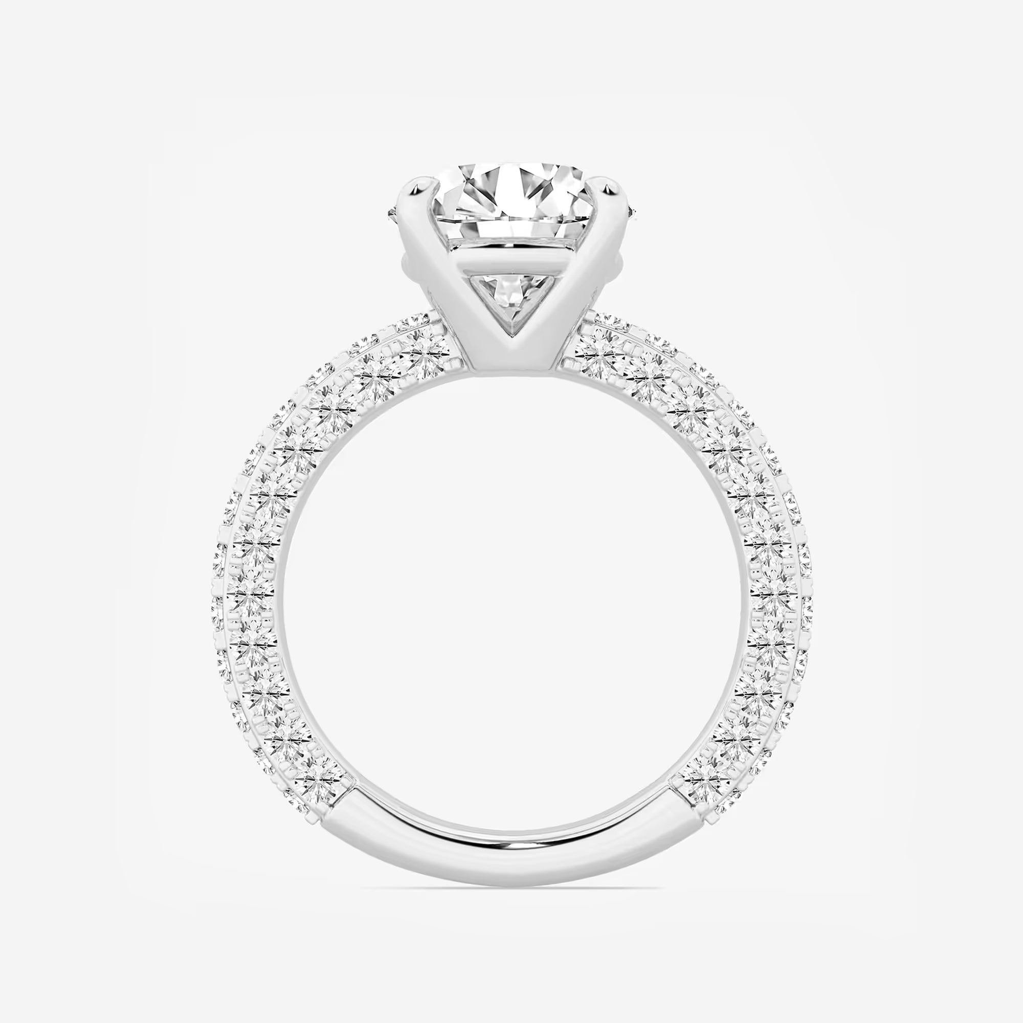 Round Cut Lab Grown Diamond Hidden Halo Engagement Ring