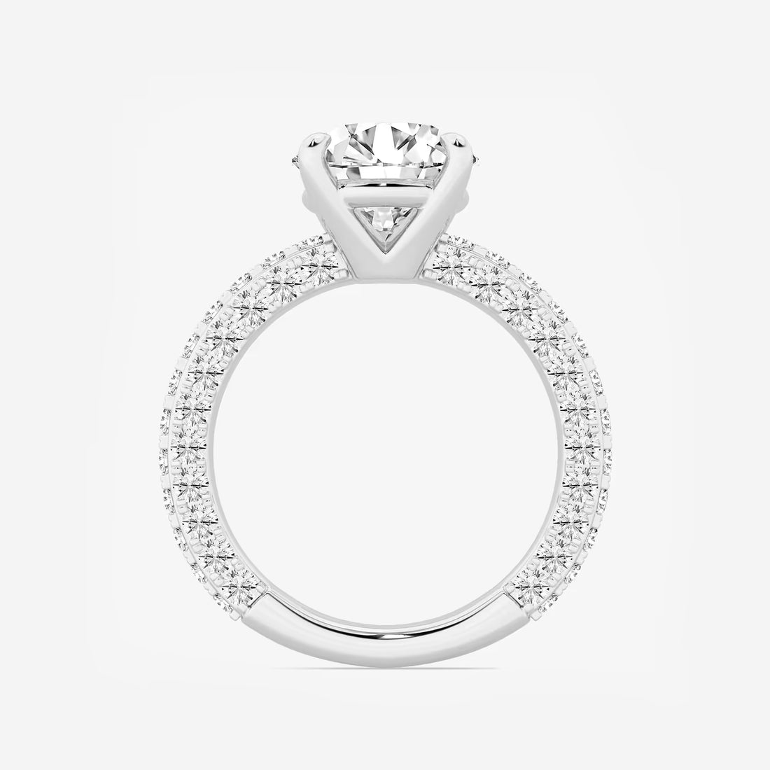 Round Cut Lab Grown Diamond Hidden Halo Engagement Ring