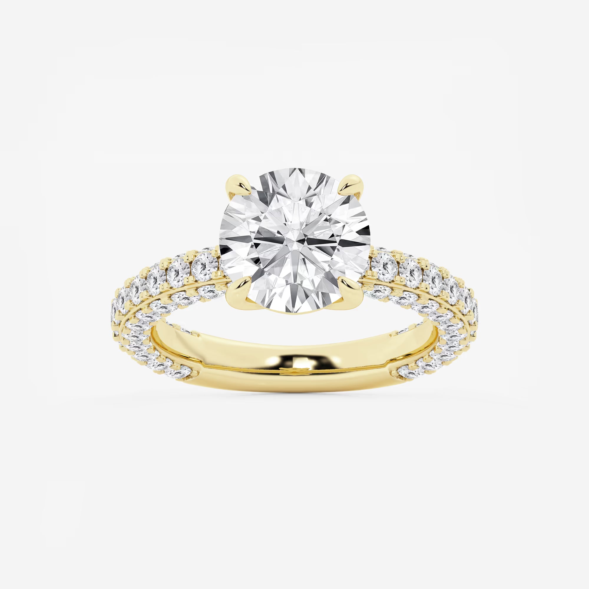 Round Cut Lab Grown Diamond Hidden Halo Engagement Ring