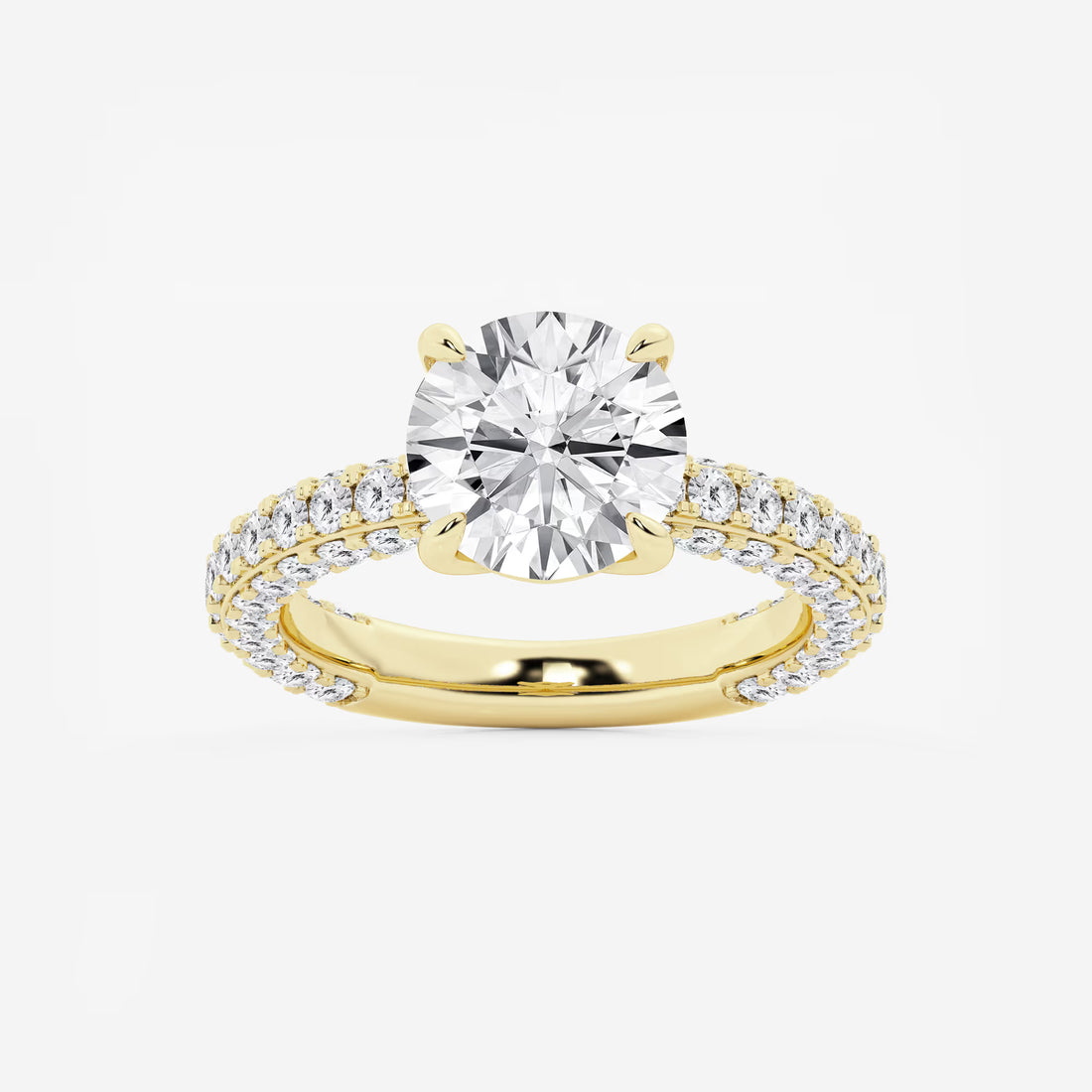 Round Cut Lab Grown Diamond Hidden Halo Engagement Ring