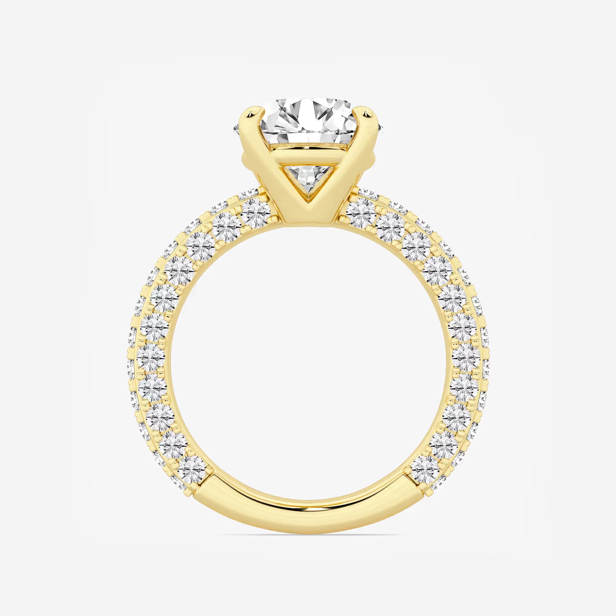 Round Cut Lab Grown Diamond Hidden Halo Engagement Ring