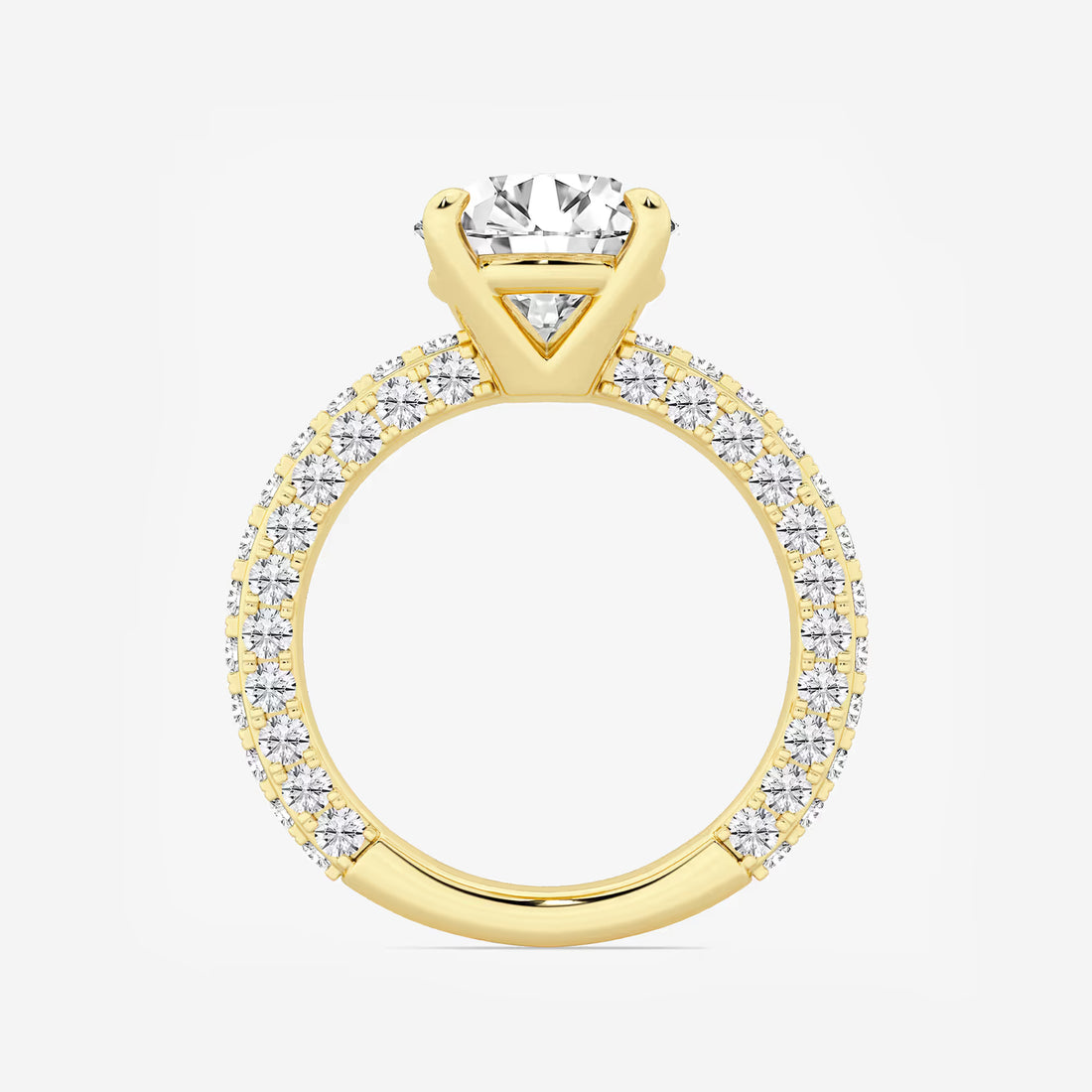 Round Cut Lab Grown Diamond Hidden Halo Engagement Ring
