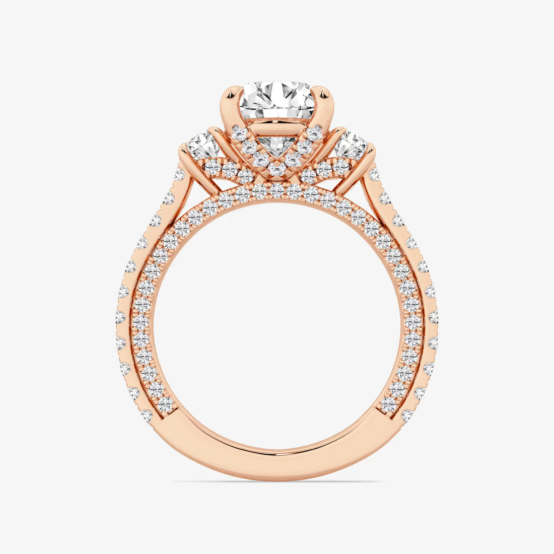 Round Cut Lab Grown Diamond Three-Stone Engagement Ring