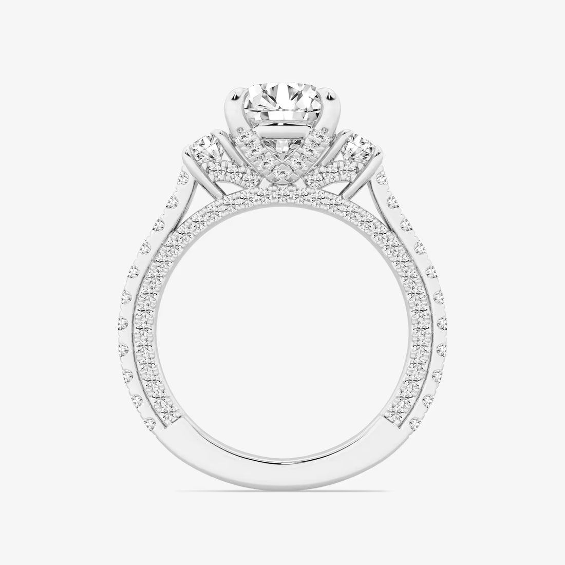 Round Cut Lab Grown Diamond Three-Stone Engagement Ring