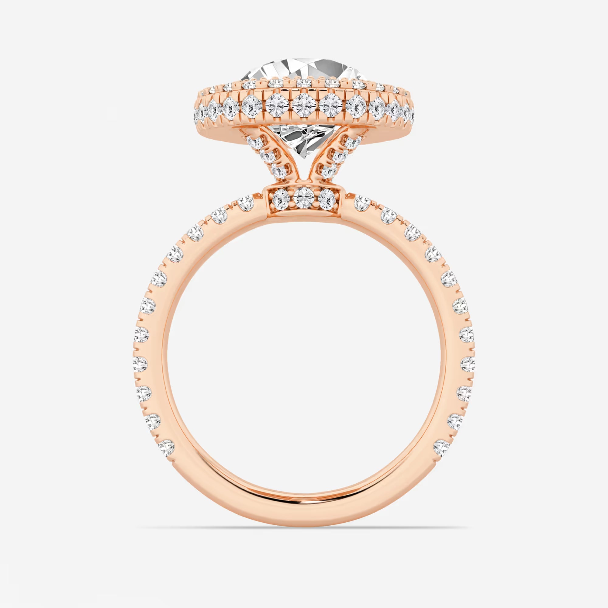 Pear Cut Lab Grown Diamond Engagement Ring, Double Halo Pear Shape Diamond Ring