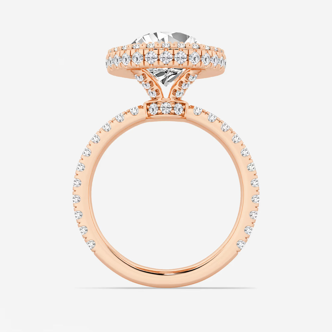 Pear Cut Lab Grown Diamond Engagement Ring, Double Halo Pear Shape Diamond Ring