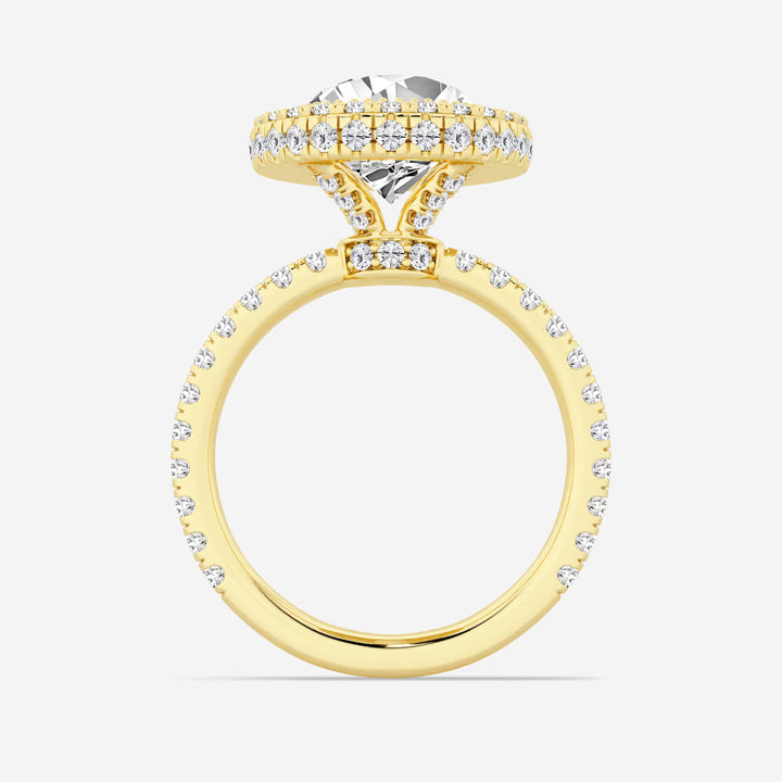 Pear Cut Lab Grown Diamond Engagement Ring, Double Halo Pear Shape Diamond Ring