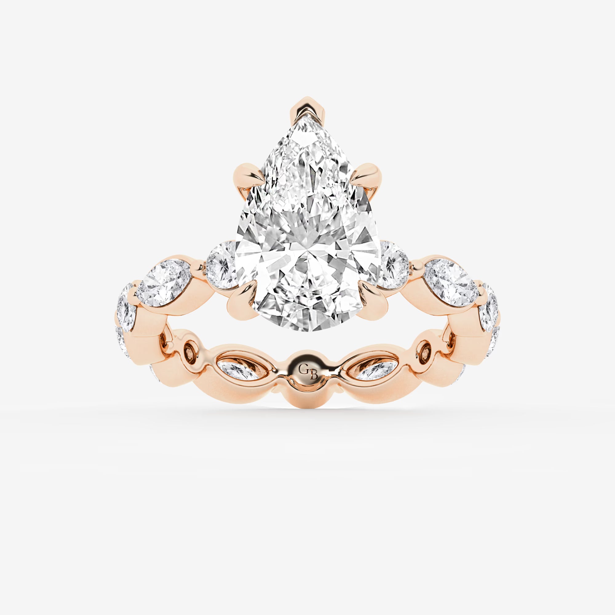 Pear Cut Lab Grown Diamond Engagement Ring  Eternity Band Diamond Ring