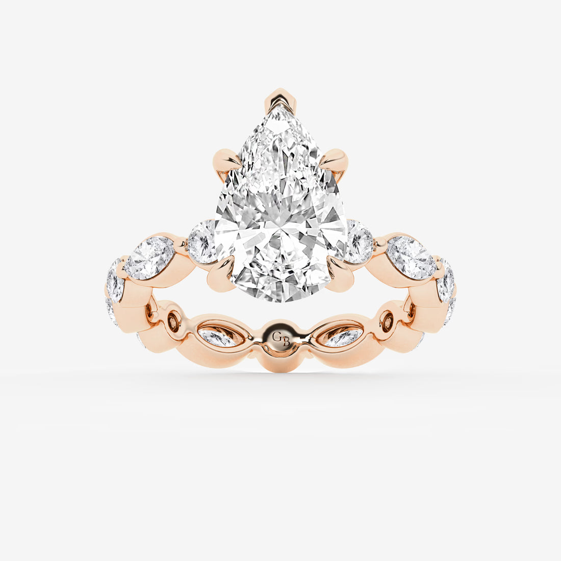 Pear Cut Lab Grown Diamond Engagement Ring  Eternity Band Diamond Ring