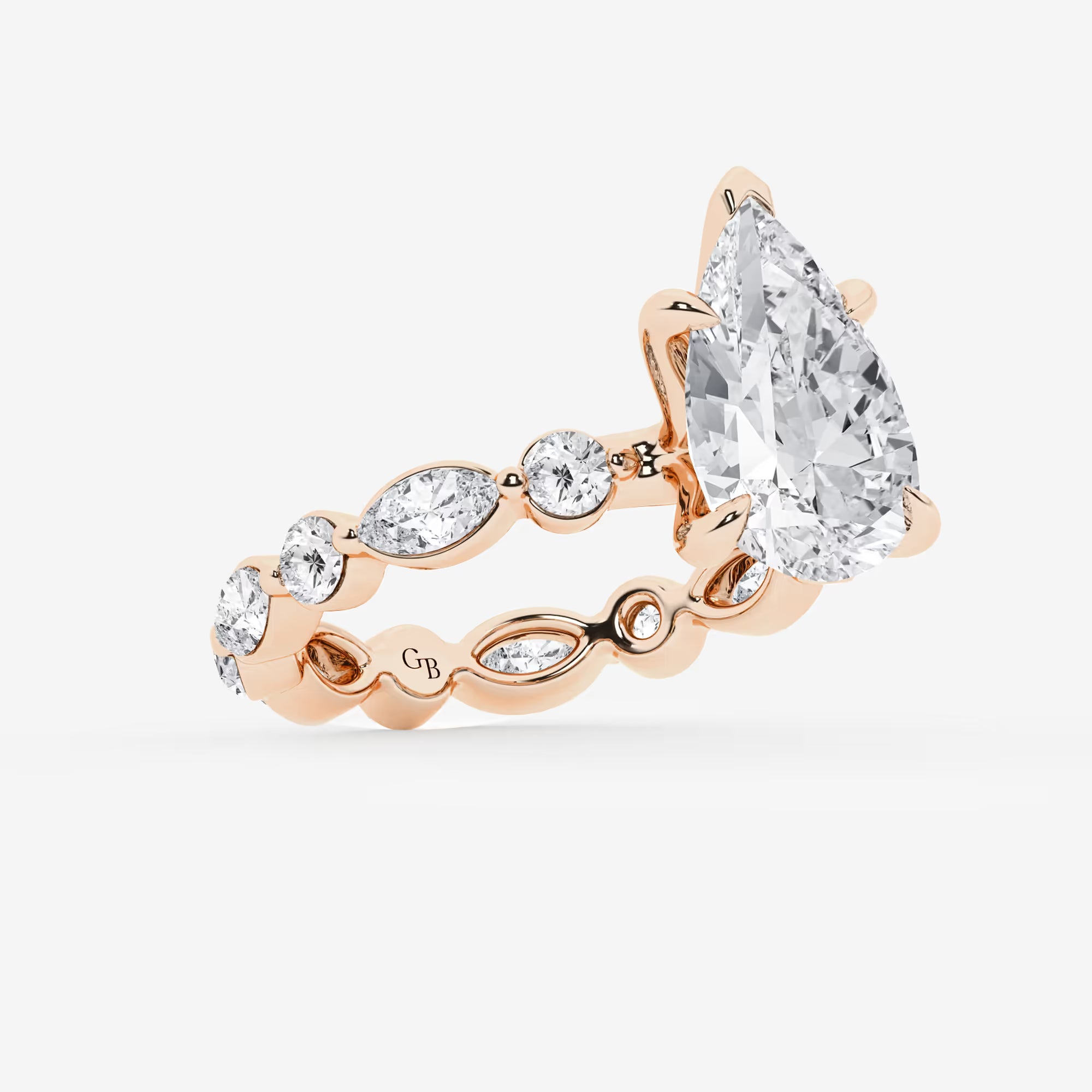 Pear Cut Lab Grown Diamond Engagement Ring  Eternity Band Diamond Ring
