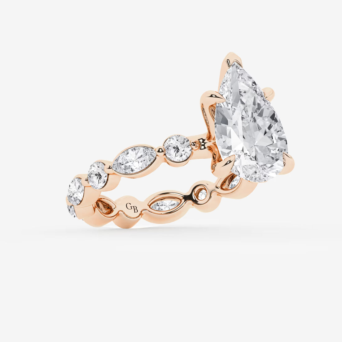 Pear Cut Lab Grown Diamond Engagement Ring  Eternity Band Diamond Ring