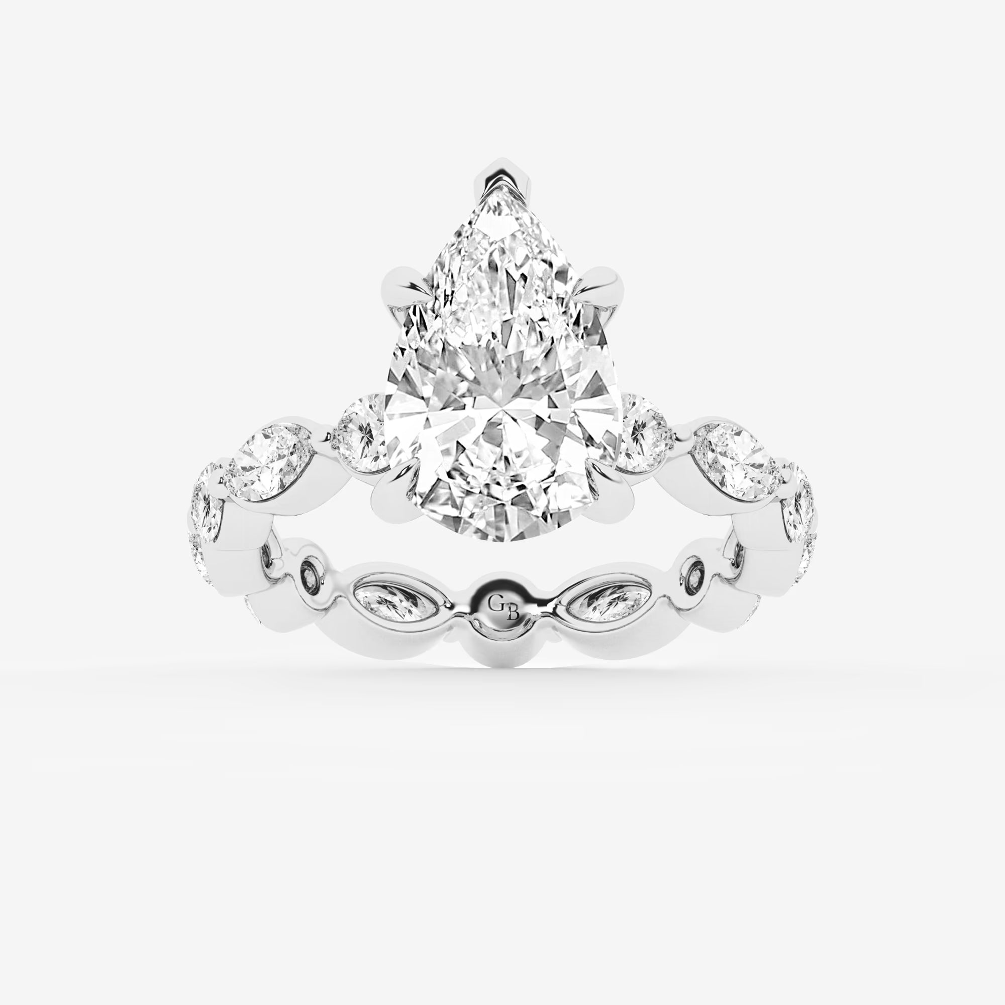 Pear Cut Lab Grown Diamond Engagement Ring  Eternity Band Diamond Ring