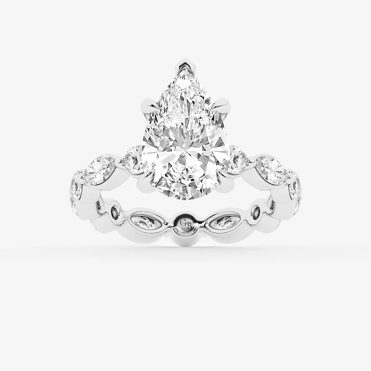 Pear Cut Lab Grown Diamond Engagement Ring  Eternity Band Diamond Ring