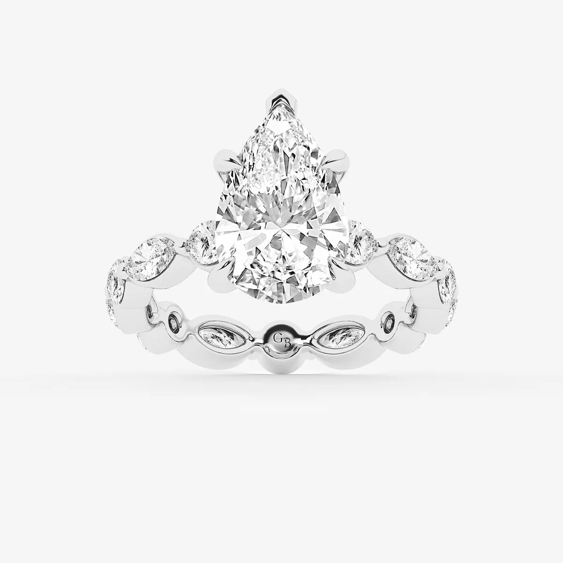 Pear Cut Lab Grown Diamond Engagement Ring  Eternity Band Diamond Ring