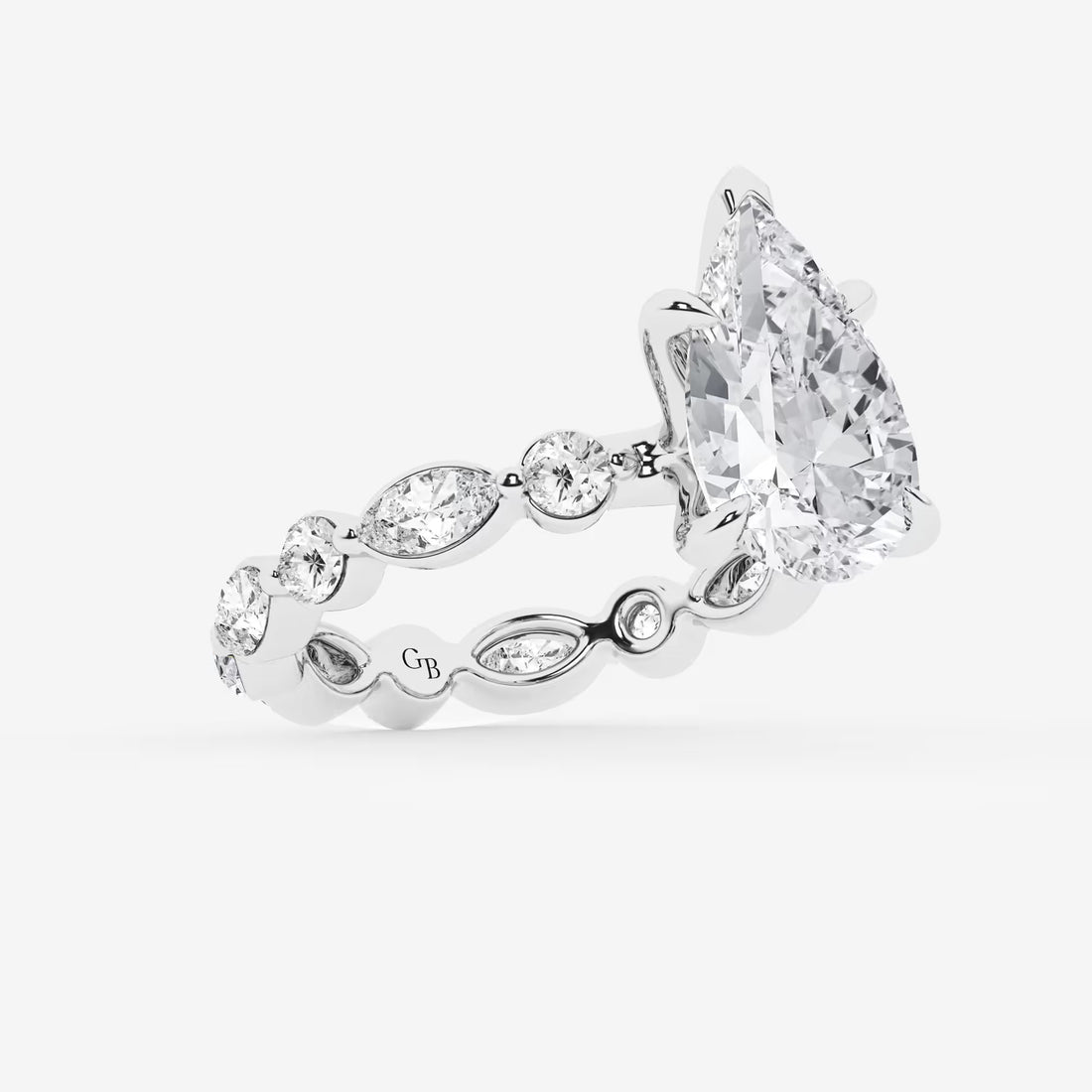 Pear Cut Lab Grown Diamond Engagement Ring  Eternity Band Diamond Ring