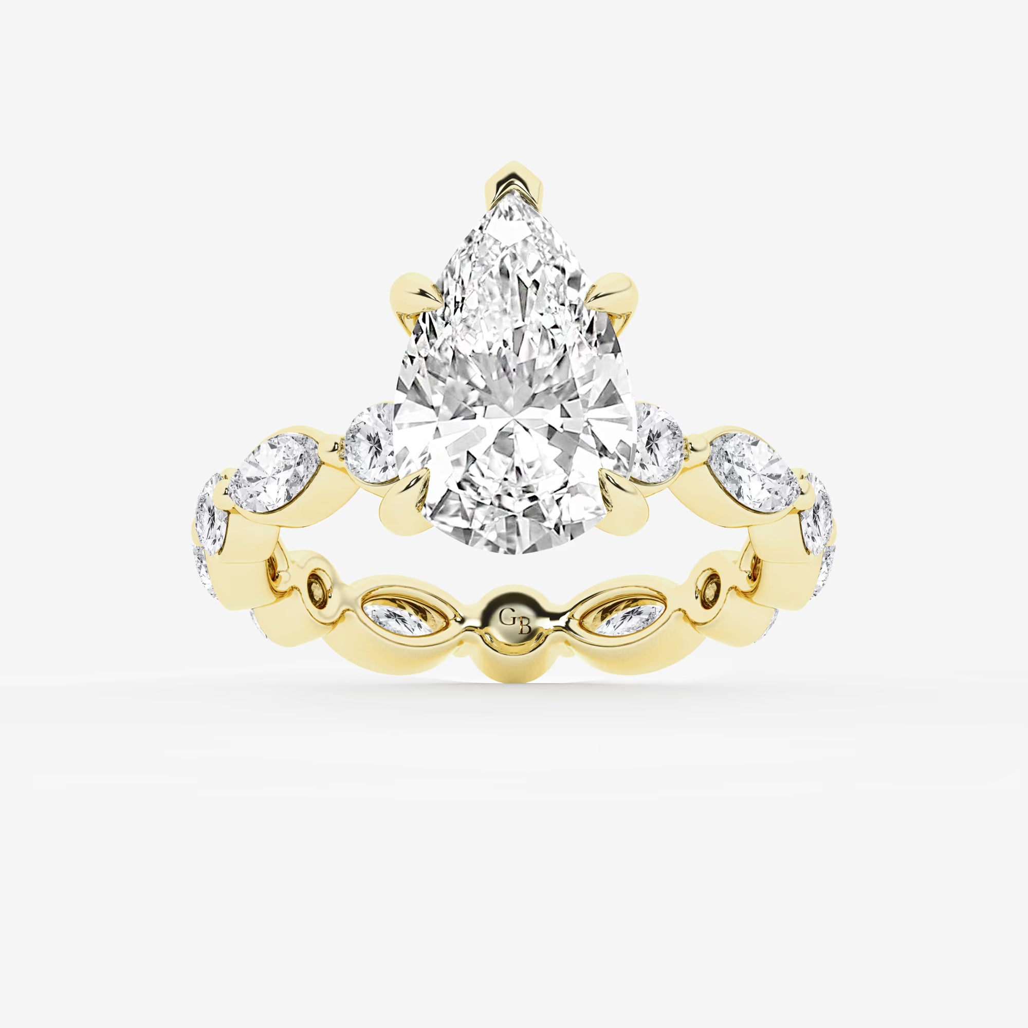 Pear Cut Lab Grown Diamond Engagement Ring  Eternity Band Diamond Ring