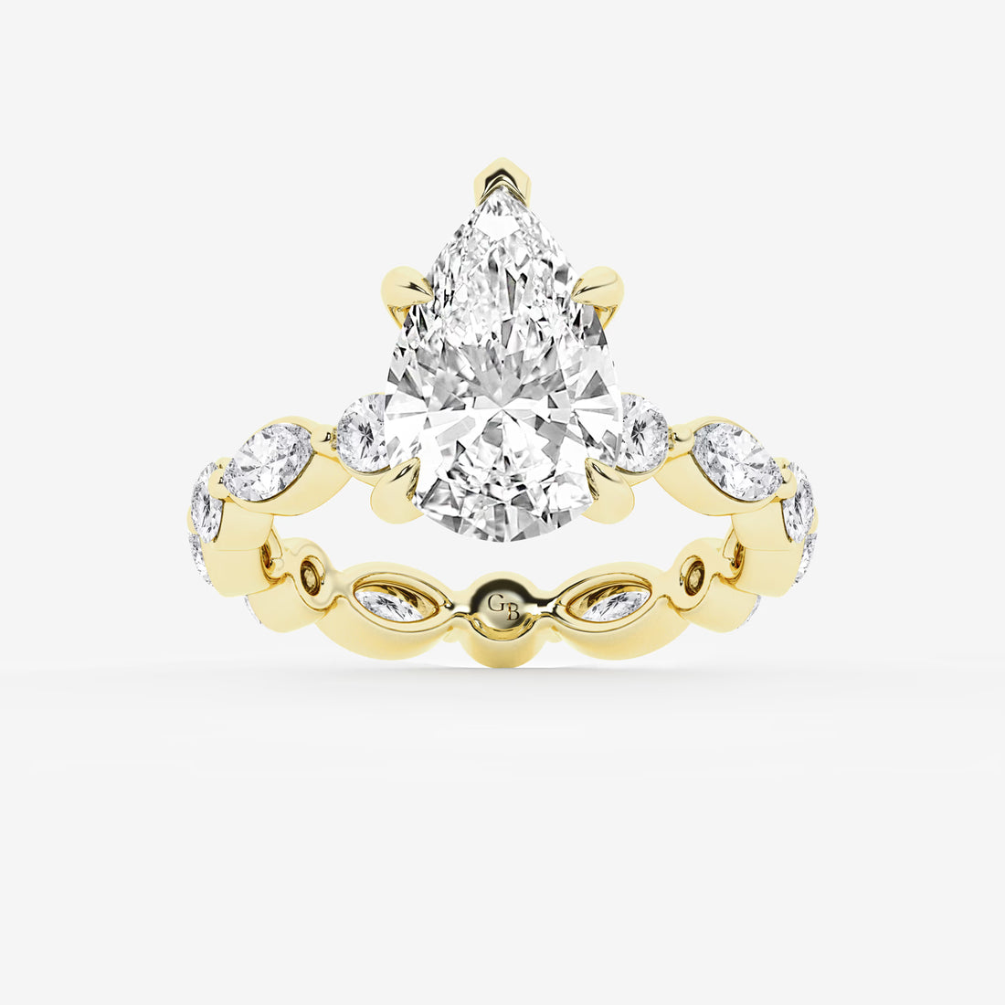 Pear Cut Lab Grown Diamond Engagement Ring  Eternity Band Diamond Ring