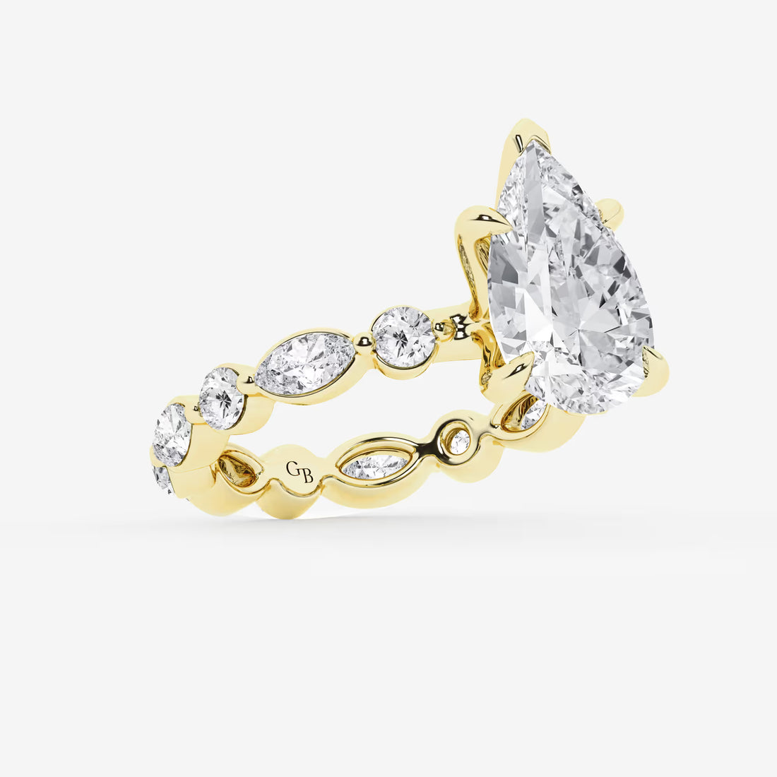 Pear Cut Lab Grown Diamond Engagement Ring  Eternity Band Diamond Ring