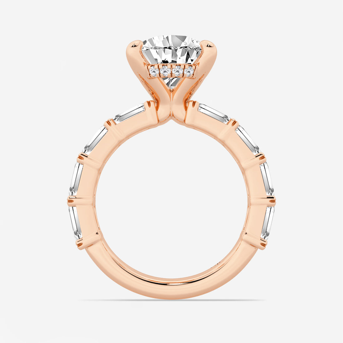 Pear Cut Lab Grown Diamond Engagement Ring  Baguette Side Stone Diamond Ring
