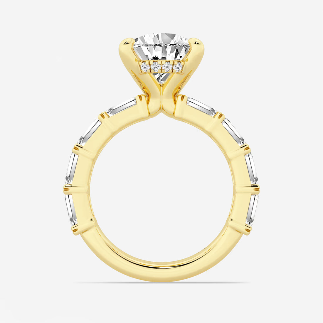 Pear Cut Lab Grown Diamond Engagement Ring  Baguette Side Stone Diamond Ring