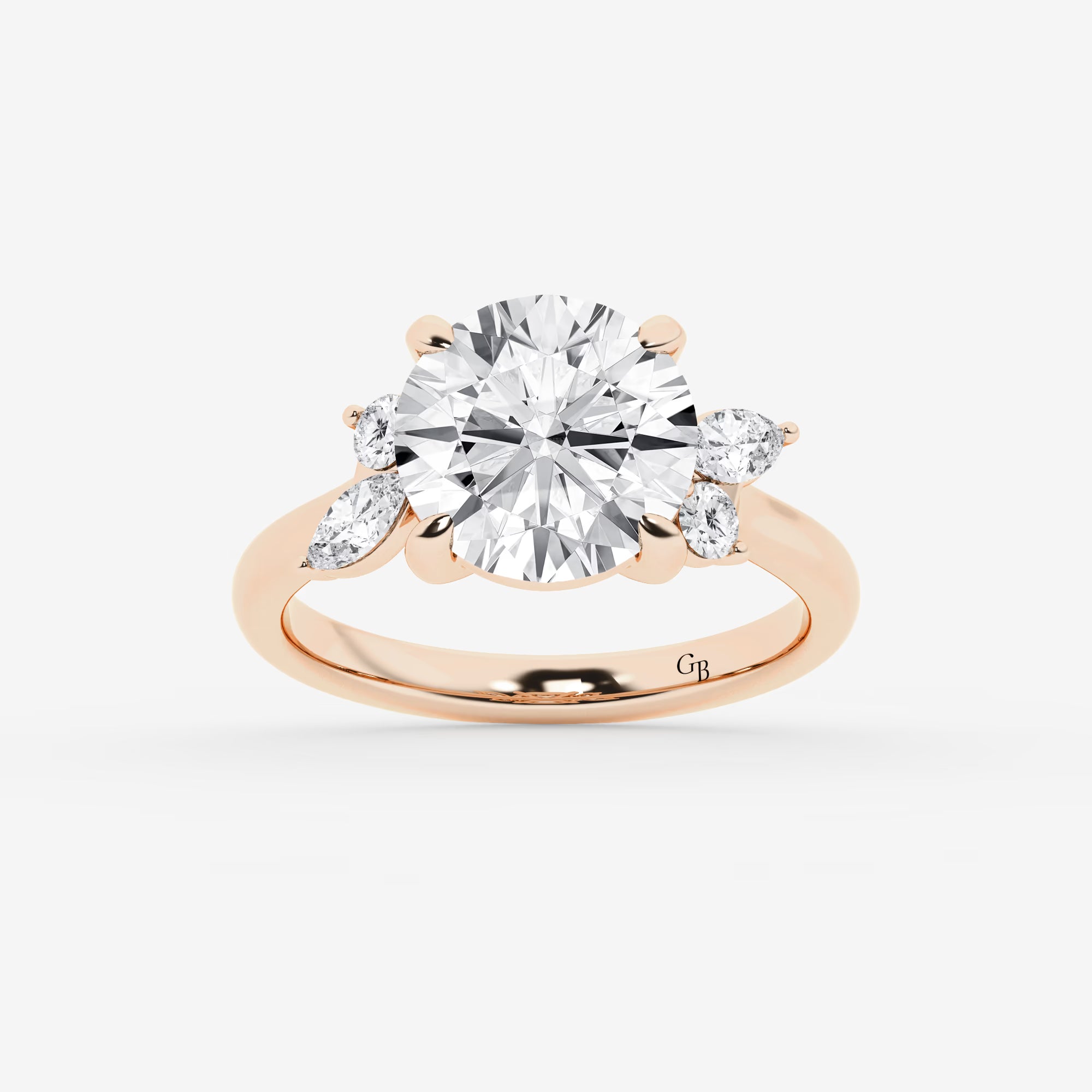 Round Cut Lab Grown Diamond Five Stone Engagement Ring