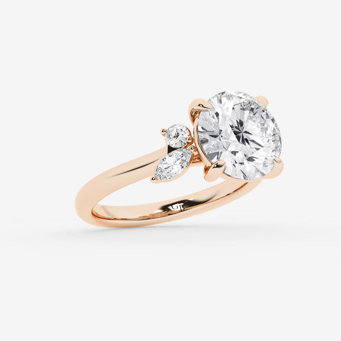 Round Cut Lab Grown Diamond Five Stone Engagement Ring