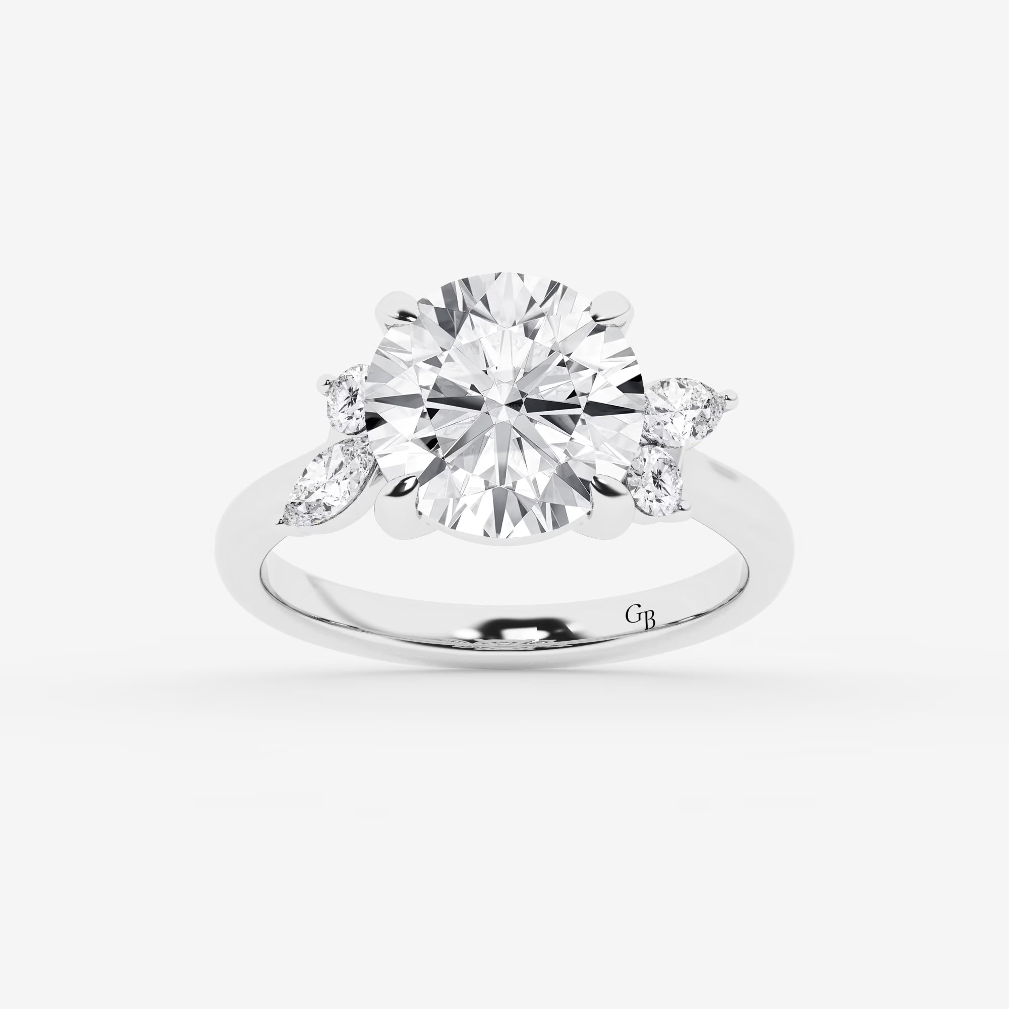 Round Cut Lab Grown Diamond Five Stone Engagement Ring
