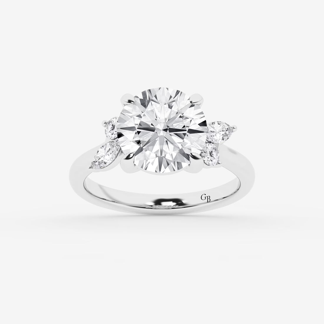 Round Cut Lab Grown Diamond Five Stone Engagement Ring