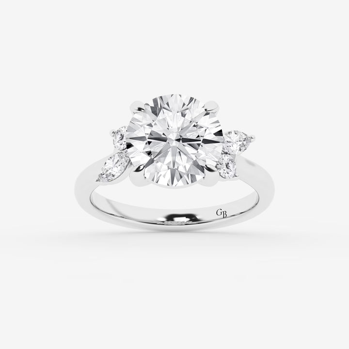 Round Cut Lab Grown Diamond Five Stone Engagement Ring