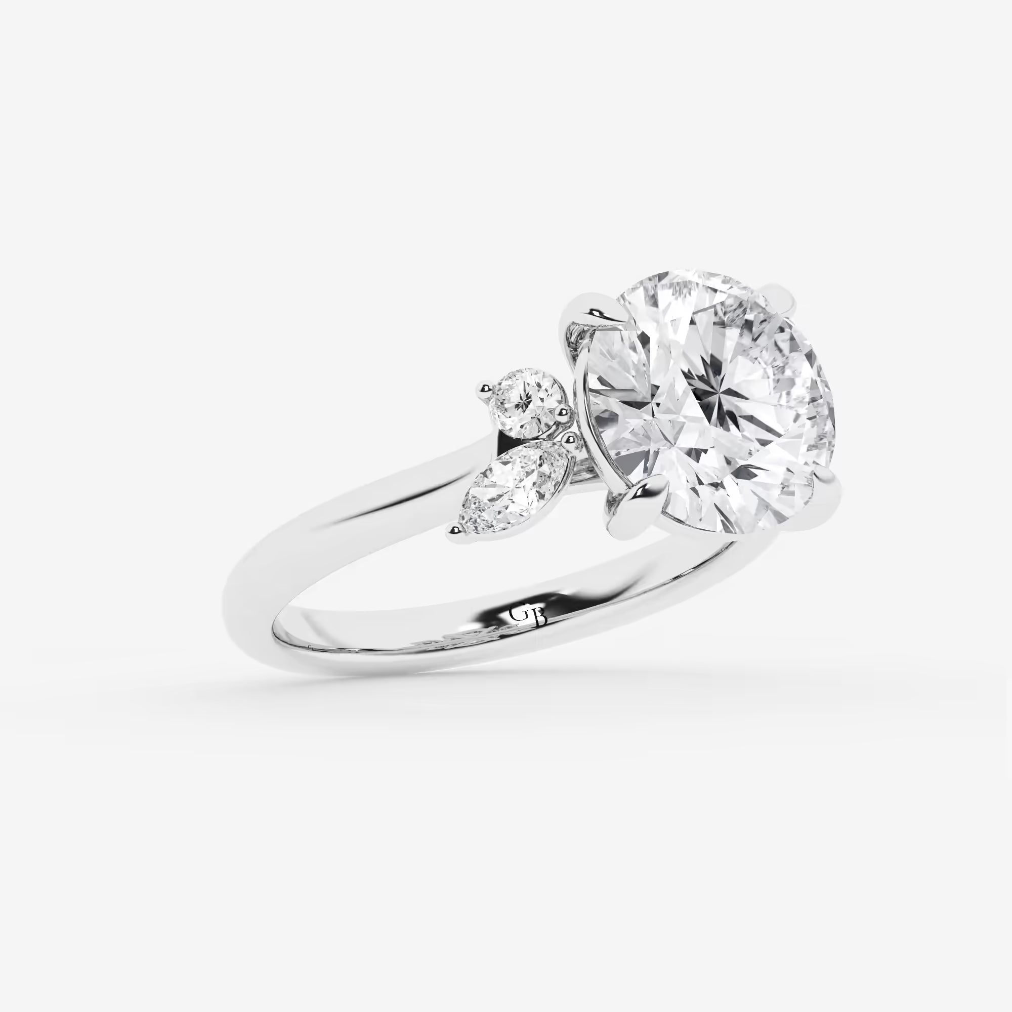 Round Cut Lab Grown Diamond Five Stone Engagement Ring