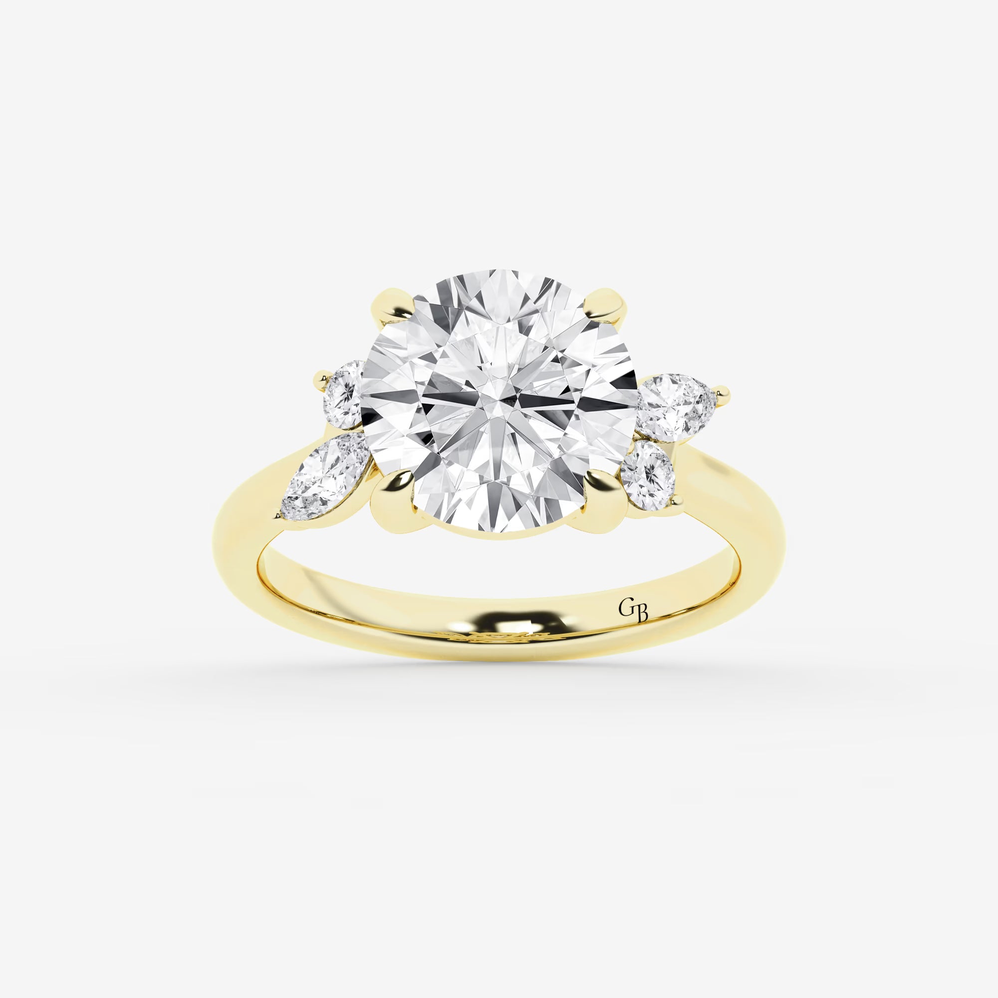 Round Cut Lab Grown Diamond Five Stone Engagement Ring