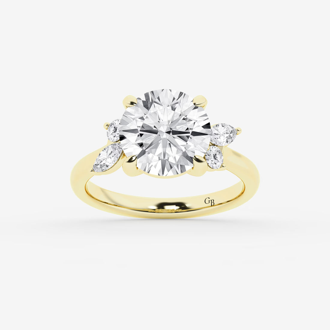 Round Cut Lab Grown Diamond Five Stone Engagement Ring