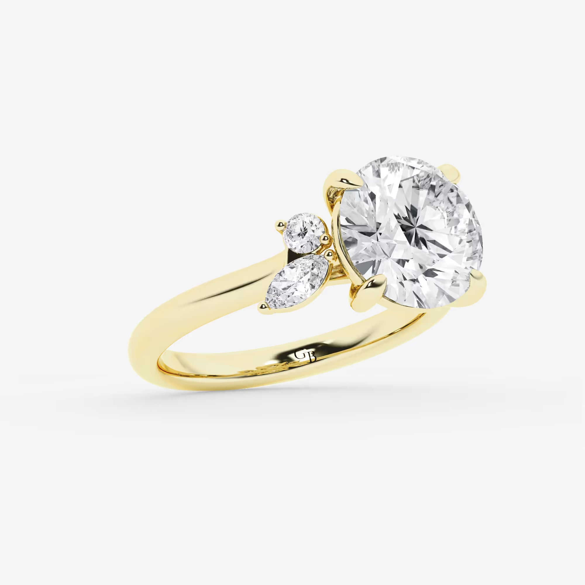 Round Cut Lab Grown Diamond Five Stone Engagement Ring