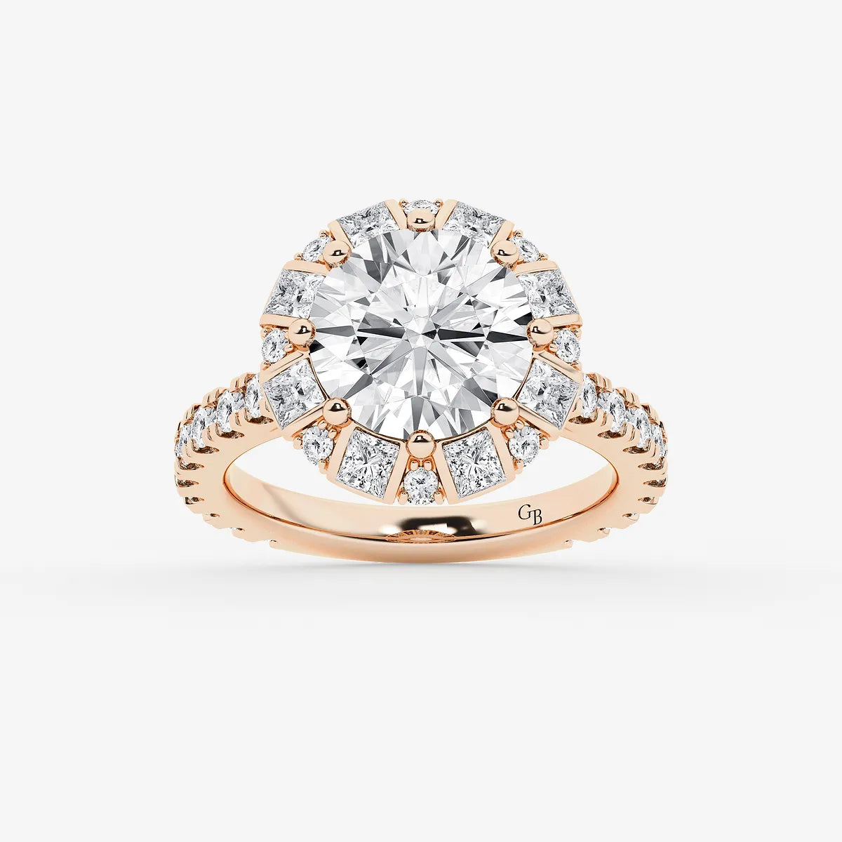 Round Cut Lab Grown Diamond Vintage Floral Halo Engagement Ring