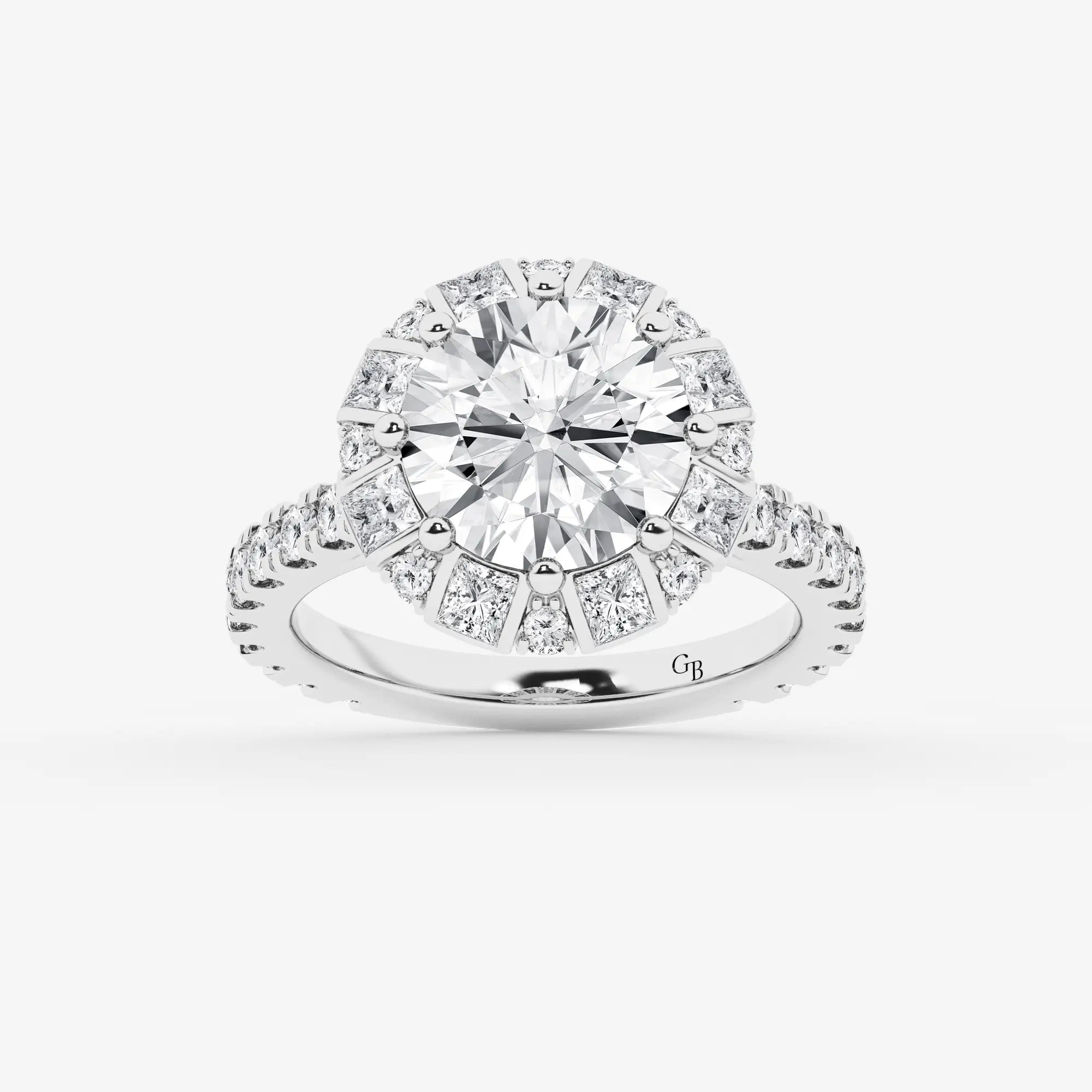 Round Cut Lab Grown Diamond Vintage Floral Halo Engagement Ring
